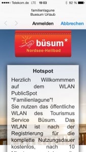 So werden Sie in der Familienlagune Büsum per WLAN Hotspot begrüßt.